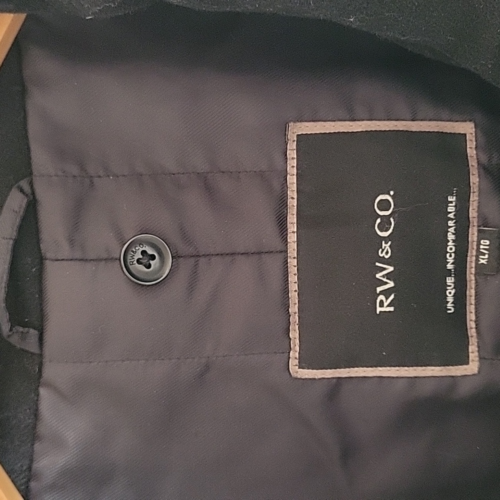 RW&CO. Men's Black Wool Coat - Picture 4 of 6